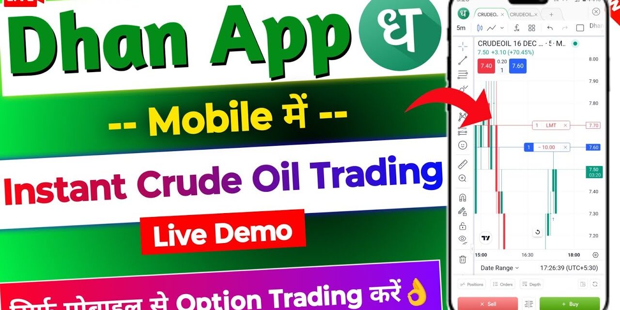 Dhan Mobile app me Commodities Trading kaise karen | Instant Crude Oil Trading on Chart in Dhan app