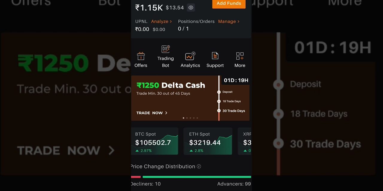 Delta exchange first trade #trading #bitcoin #live trading