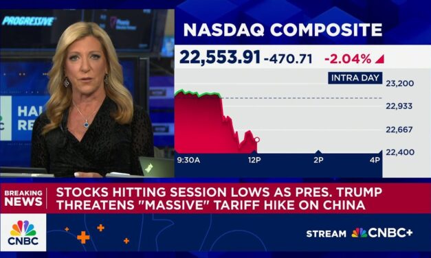 Stocks hit session lows as President Trump threatens 'massive' tariff hike on China